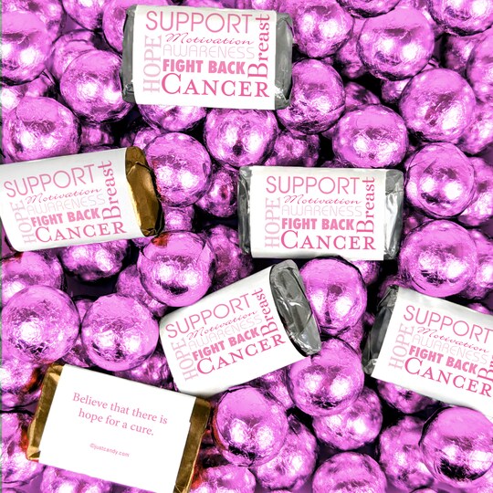 Breast Cancer Awareness Strength in Words Hershey's Miniatures and Milk Chocolate Balls
